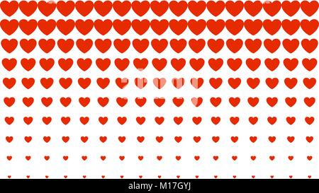 Heart halftone Valentine`s day  background. Red hearts on white background. Vector illustration Stock Vector